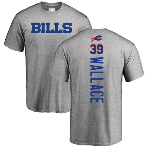 Men NFL Buffalo Bills #39 Levi Wallace Ash Backer T Shirt